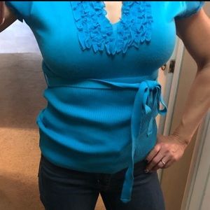 🍁3/$25🍁 HeartSoul ruffle front blue sweater